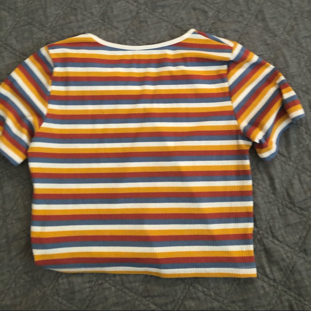VINTAGE Ribbed Rainbow Crop Top - Picture 2 of 4